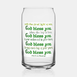 God Bless You Irish Blessing Can Glass