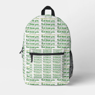 God Bless You Irish Blessing Printed Backpack