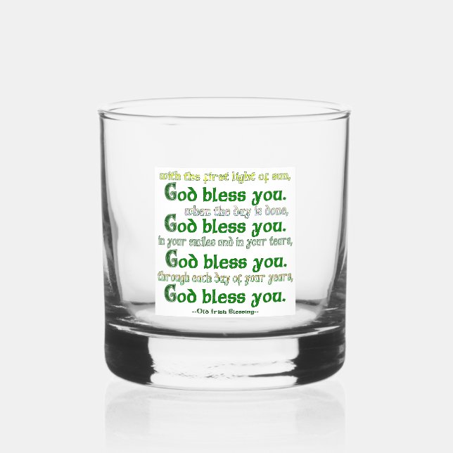 God Bless You Irish Blessing Whiskey Glass (Front)