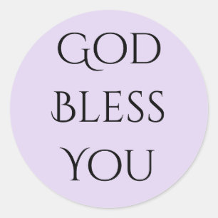 God Bless You Lavender and Black  Classic Round Sticker