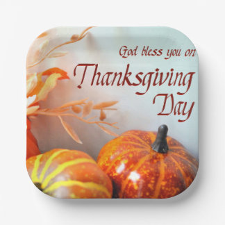 God Bless You on Thanksgiving Day Paper Plate