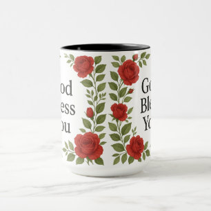 God Bless You Religious Rose Floral Mug