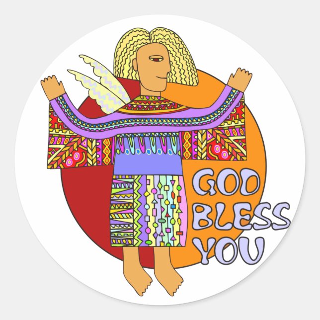 God Bless You | transparenter Hintergrund Classic Round Sticker (Front)