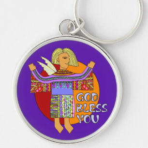 God Bless You violet Key Ring