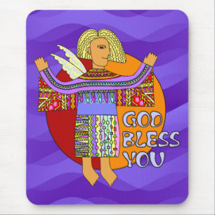 God Bless You violet waves Mouse Pad