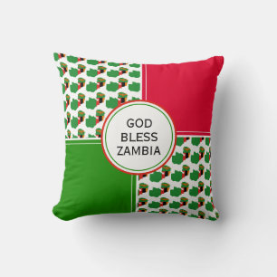 GOD BLESS ZAMBIA Flag Patriotic Inspirational Cushion