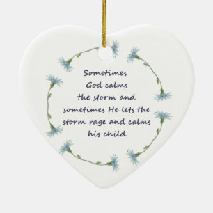 God Calms Storm Inspirational Quote Ceramic Ornament