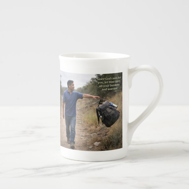 God cares for you bone china mug (Right)