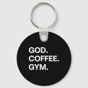 God Coffee Gym Funny Christian Workout Tee Jesus M Key Ring