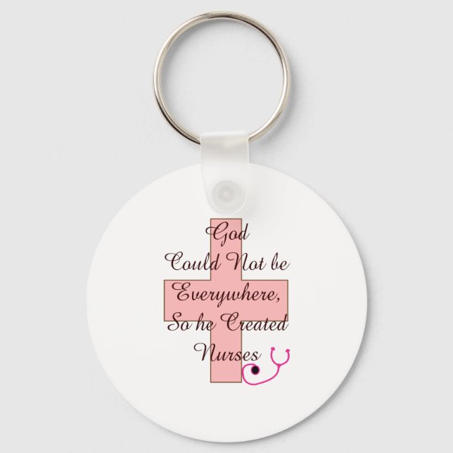 God Could Not Everywhere NURSES pink cross Key Ring (Front)