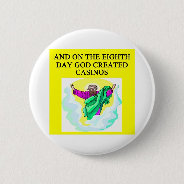 god created casinos 6 cm round badge (Front)