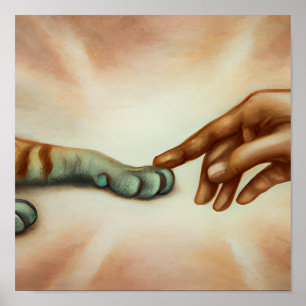 God Created Cat Portrait Art Poster