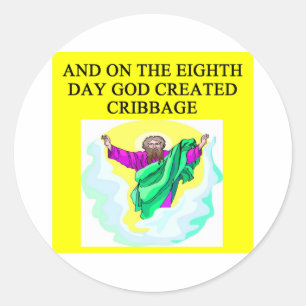 god created cribbage classic round sticker