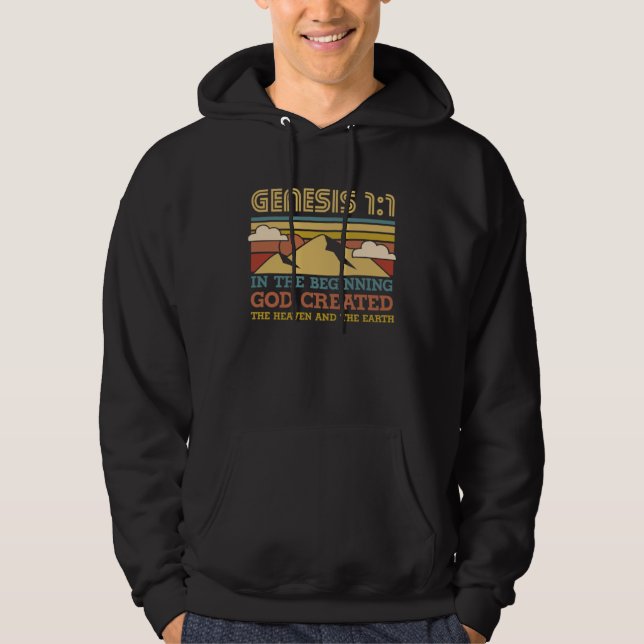 God Created Earth Bible Genesis Faith Christianity Hoodie (Front)