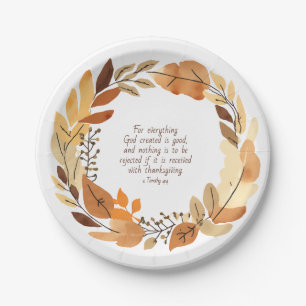 God Created Good Thanksgiving Wreath Neutrals Paper Plate