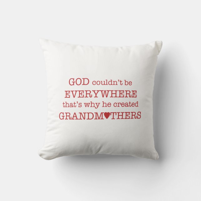 God Created Grandmothers-Red Cushion (Front)