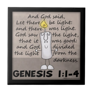 God Created Light-Genesis-Candlestick Character Ceramic Tile
