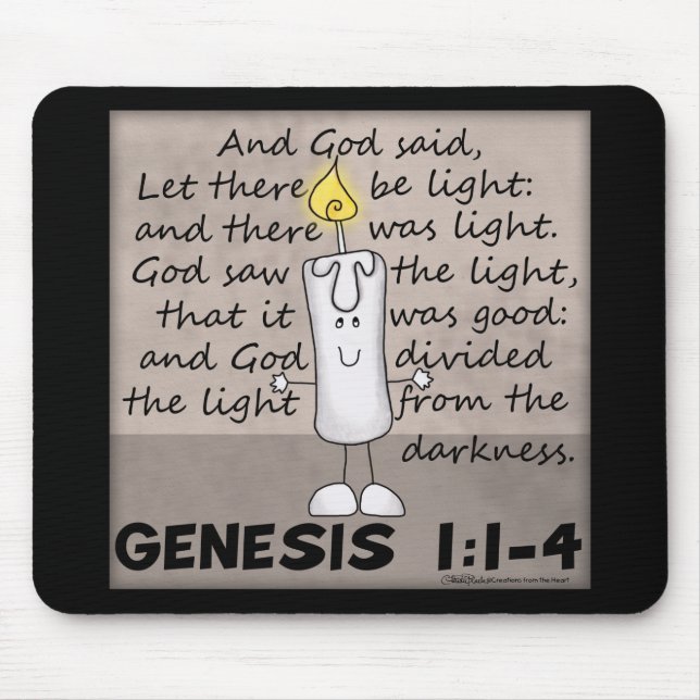 God Created Light-Genesis-Candlestick Character Mouse Pad (Front)