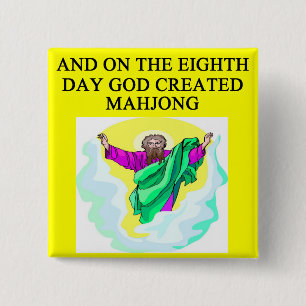 god created mahjong 15 cm square badge
