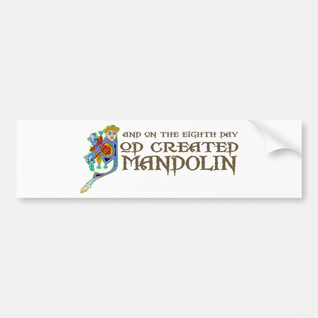 God Created Mandolin Bumper Sticker (Front)
