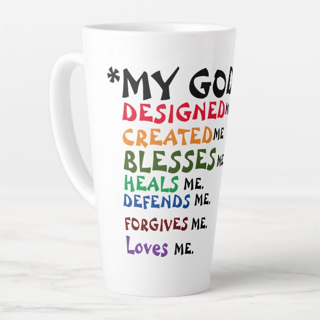 ** God Created Me** Latte Mug (Left Angle)