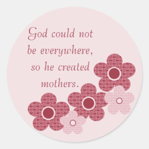 God Created Mothers Patterned Flower Stickers Pink