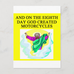 god created motorcycles postcard