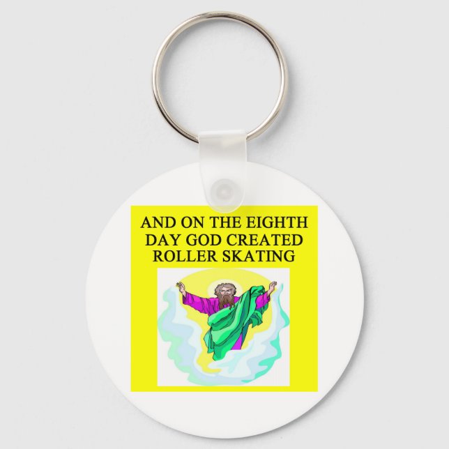 god created roller skating key ring (Front)
