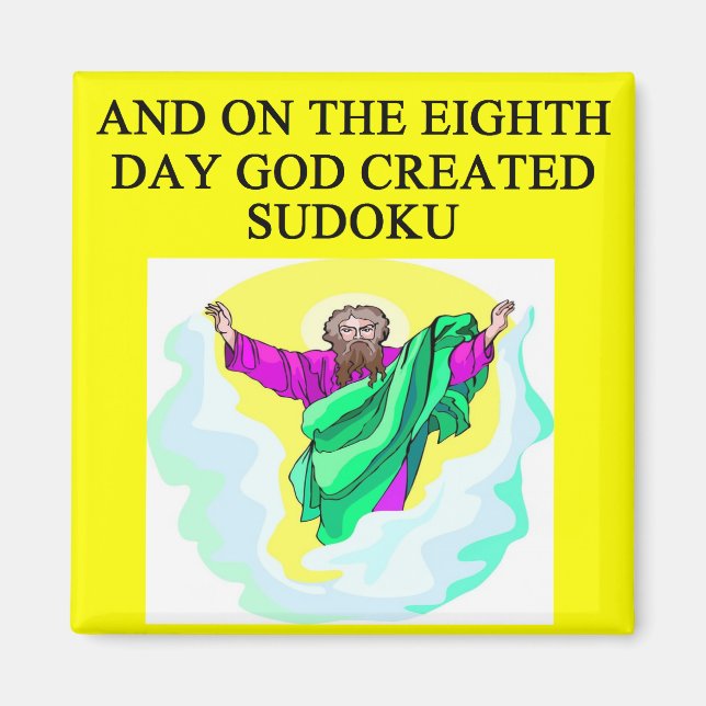 god created sudoku magnet (Front)