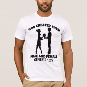 GOD CREATED THEM MALE & FEMALE MARRIAGE T-SHIRTS