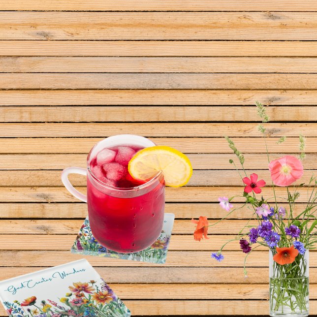 God Creates Wonders -  Floral Glass Coaster Set (God Creates Wonders Coasters
A meadow of wildflowers that seem to burst to life beneath your glass!)