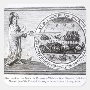 God Creating the World by Compass Square Sticker