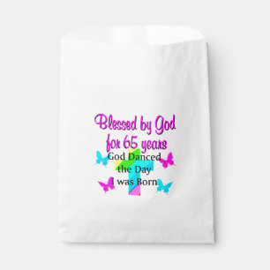 GOD DANCED THE DAY THIS 65TH BIRTHDAY DESIGN FAVOUR BAG