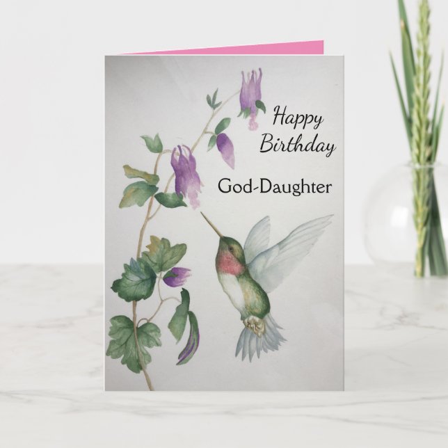 God-Daughter Birthday Hummingbird Garden Card (Front)