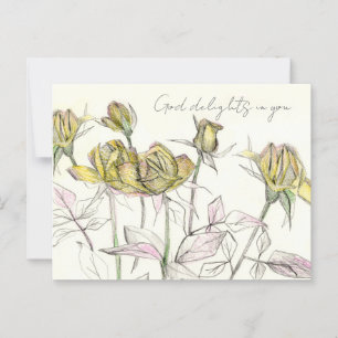 God Delights in You Yellow Roses Religious  Postcard