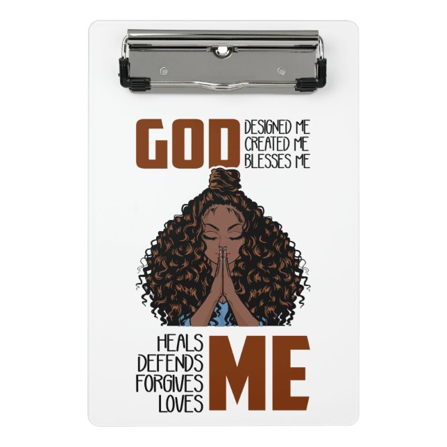 God designed, created, blesses, heals, defends, fo mini clipboard (Front)