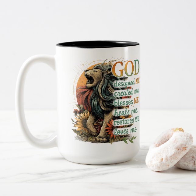 God Designed Me...  Two-Tone Coffee Mug (With Donut)