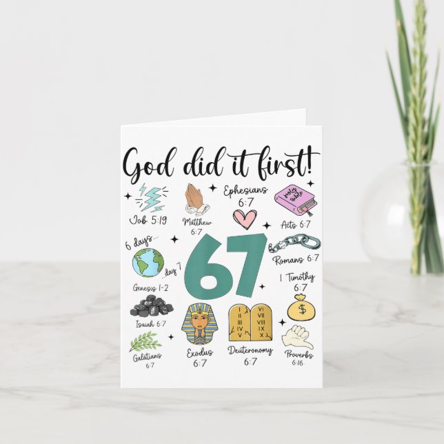 God Did It First 67 Meme Retro Christian Funny Fai Card (Front)