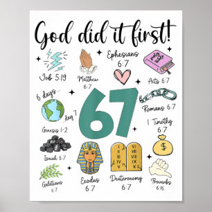 God Did It First 67 Meme Retro Christian Funny Fai Poster