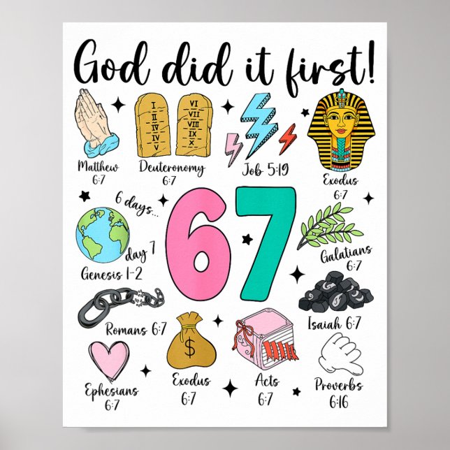 God Did It First 67 Six Seven Meme Jesus Christ Bi Poster (Front)