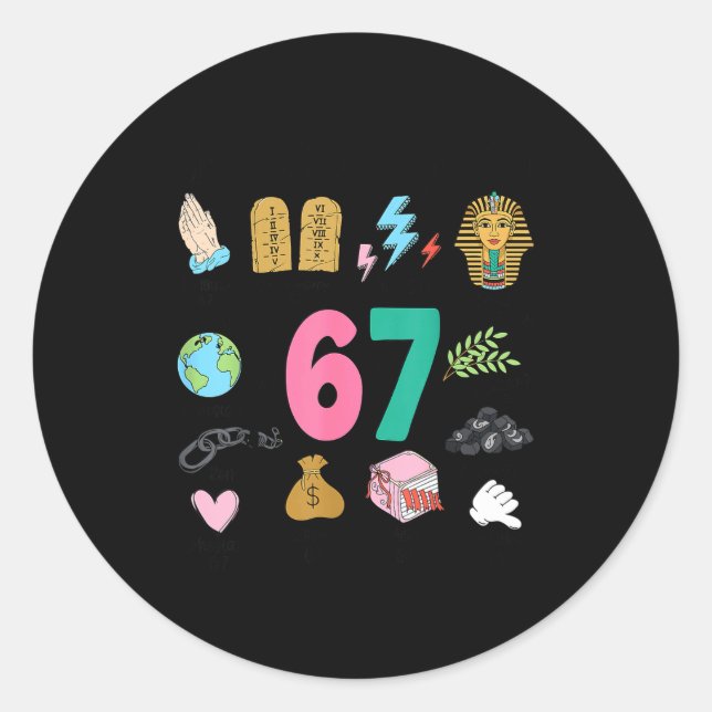 God Did It First Christian 6 7 Meme Six Seven Bibl Classic Round Sticker (Front)