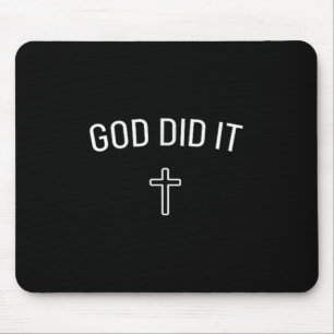 God Did It - Simple Christian Religious Cross Mini Mouse Pad