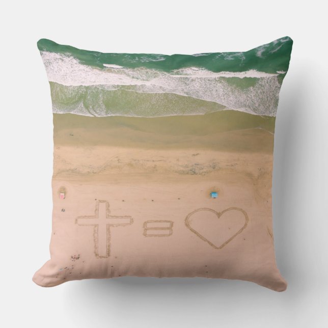 God equals LOVE, Jesus is Love, beach ocean cross Cushion (Front)