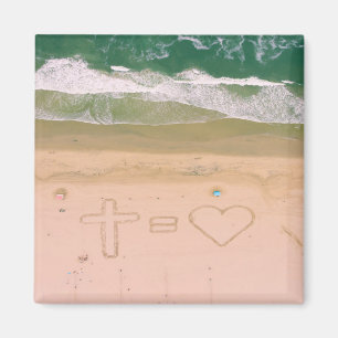 God equals LOVE, Jesus is Love, beach ocean cross Magnet