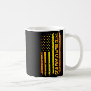 God Family Alpine Skiing Us American Flag Father's Coffee Mug