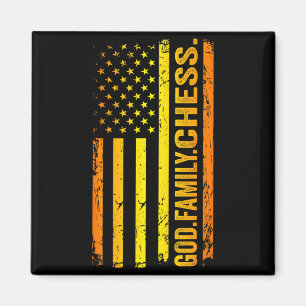 God Family Chess US American Flag Fathers Day Dad Magnet