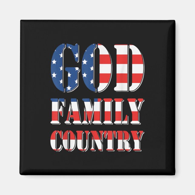 God Family Country America Us Flag Proud Memorial  Magnet (Front)