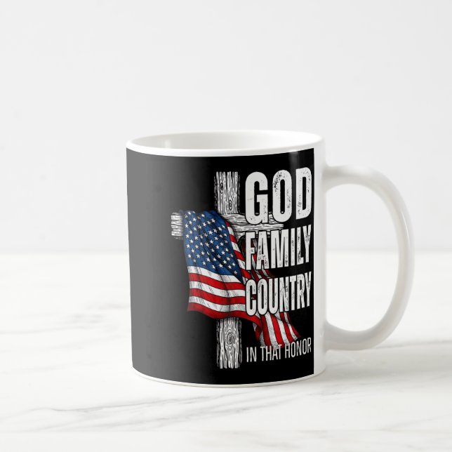 God Family Country American Flag Christian Patriot Coffee Mug (Right)