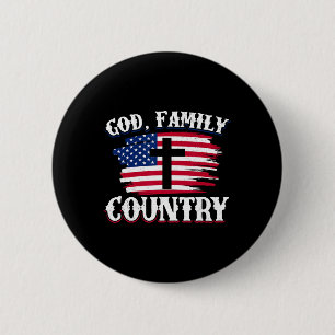 God Family Country American Flag Cross Christian P 6 Cm Round Badge