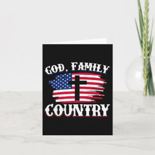 God Family Country American Flag Cross Christian P Card